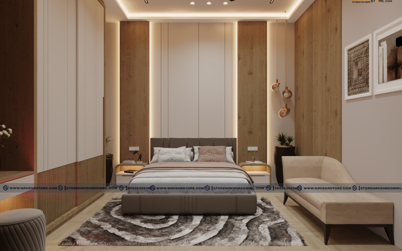 Serene Scandi-Chic: Minimalist Modern Bedroom Design with Integrated Lighting